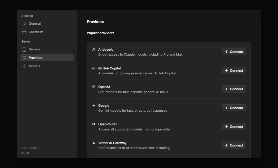 Zhizhi's provider settings